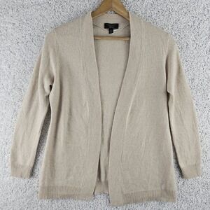 Charter Club 95% Cashmere Luxury Cream Silver Metallic Cardigan Sweater Sz Large